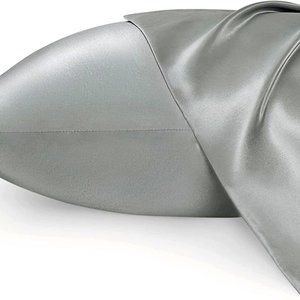 2 Satin Pillowcases Grey Standard 20"x30" Luxury New In Package